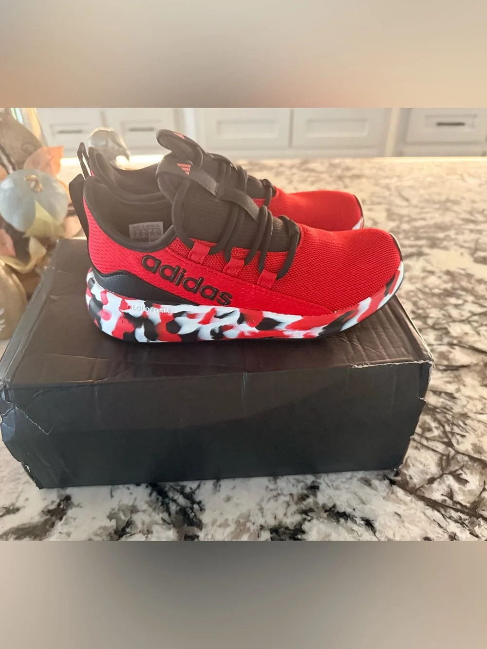 adidas Lite Racer Adapt 8.0 Kids Shoes Size 3 Scarlet Black Grey NWT